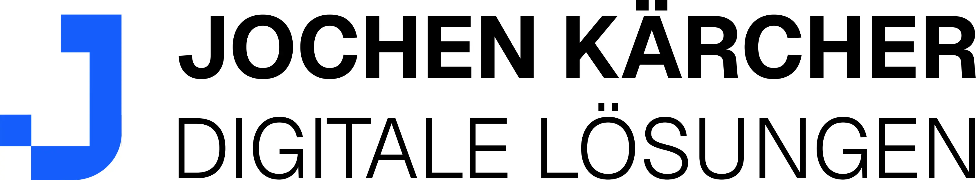 Stilisiertes blaues J und Schriftzug Jochen Kärcher - Digitale Lösungen